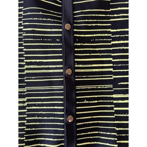 A.L.C. Culver Sweater Knit Dress Navy Acid Green Striped Mini Sz M Retail $560 - Picture 7 of 8